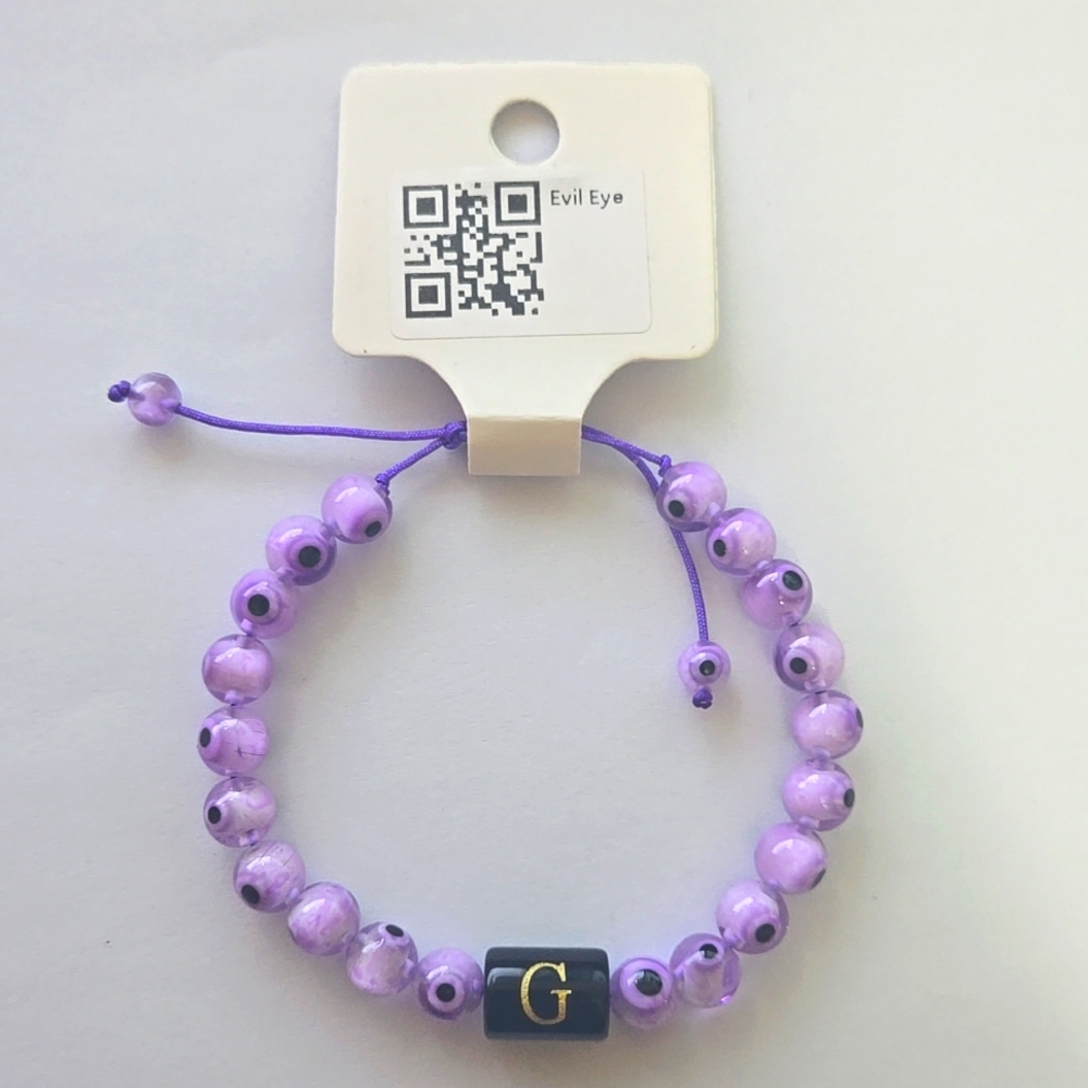 Evil Eye Gem Stone Bracelet Letter G